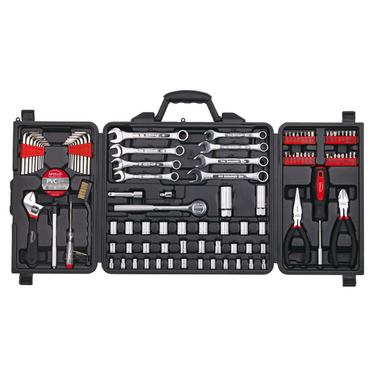 101 Piece Mechanic Tool Set for Vehicle and Home Maintenance, Roadside Emergencies. SAE and Metric Tool Set for Car, Boat, RV, Bikes - DT0006 by Apollo Tools