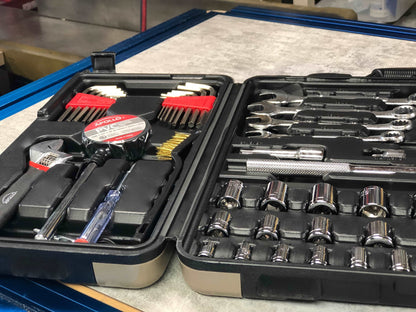 101 Piece Mechanic Tool Set for Vehicle and Home Maintenance, Roadside Emergencies. SAE and Metric Tool Set for Car, Boat, RV, Bikes - DT0006 by Apollo Tools