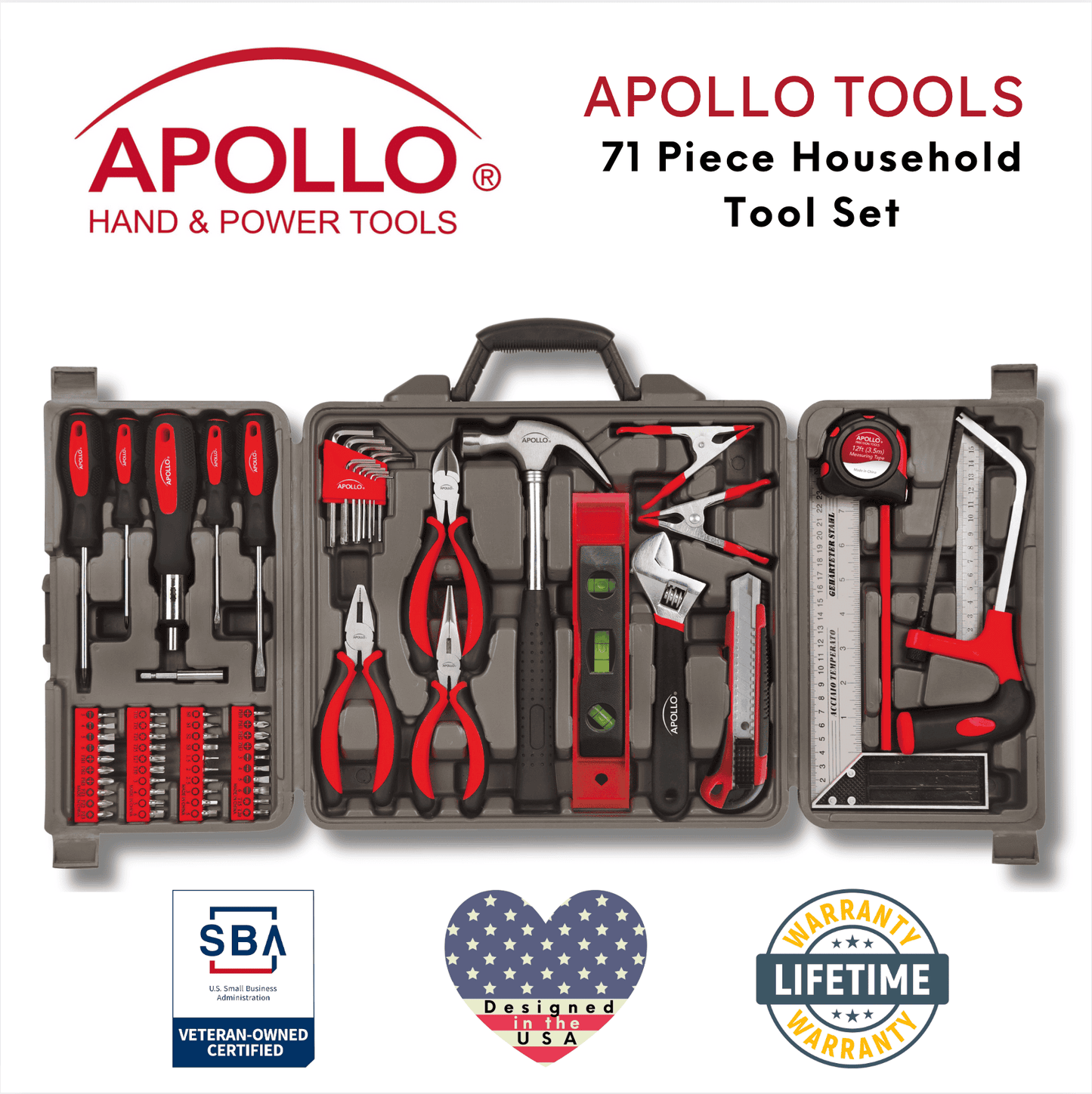 71 Piece Household Tool Kit - DT0204 by Apollo Tools