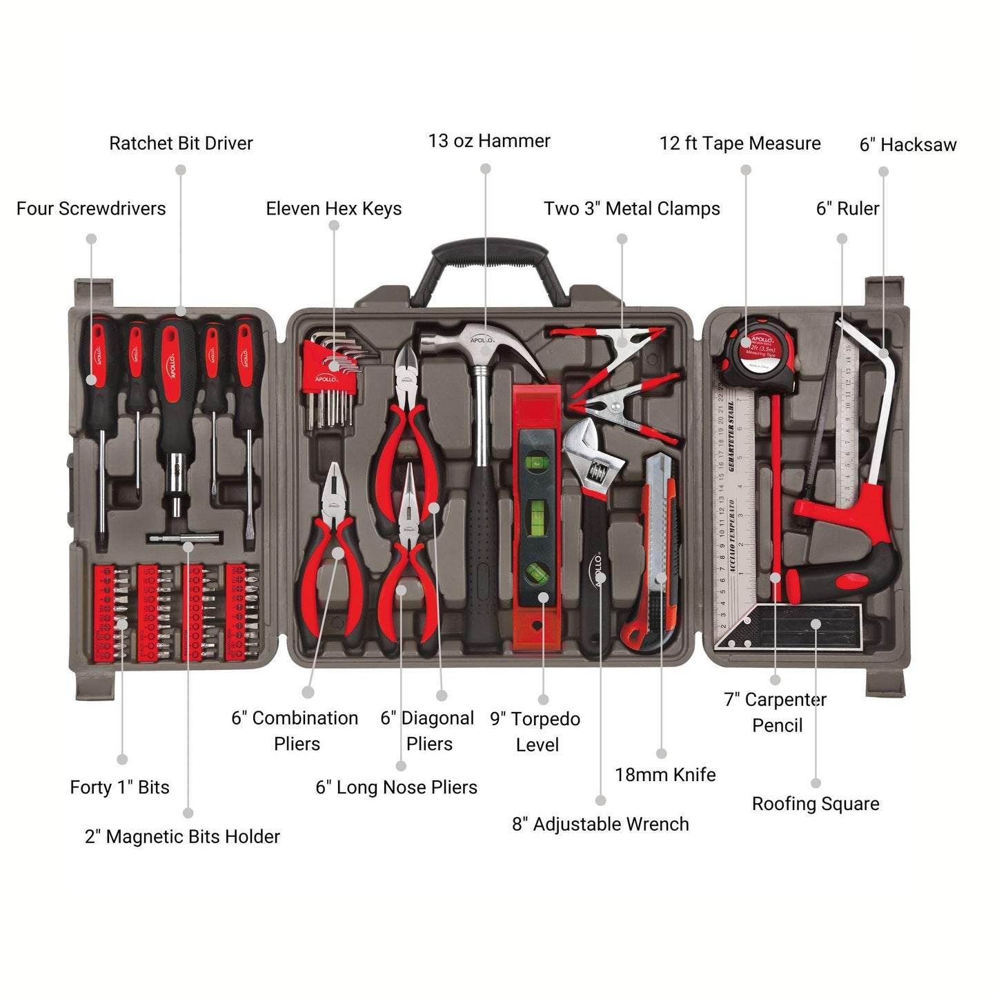 71 Piece Household Tool Kit - DT0204 by Apollo Tools