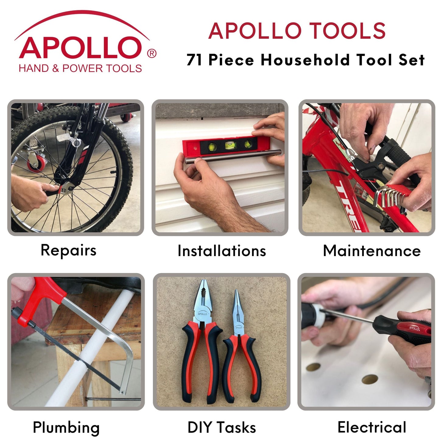 71 Piece Household Tool Kit - DT0204 by Apollo Tools