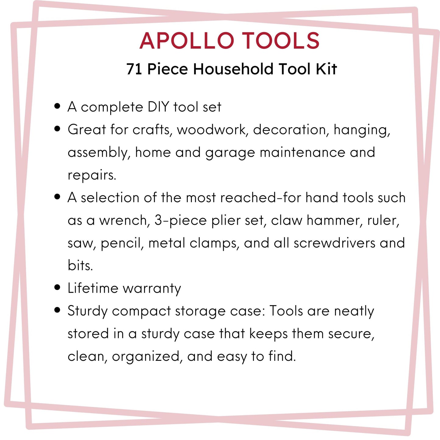 71 Piece Household Tool Kit - DT0204 by Apollo Tools