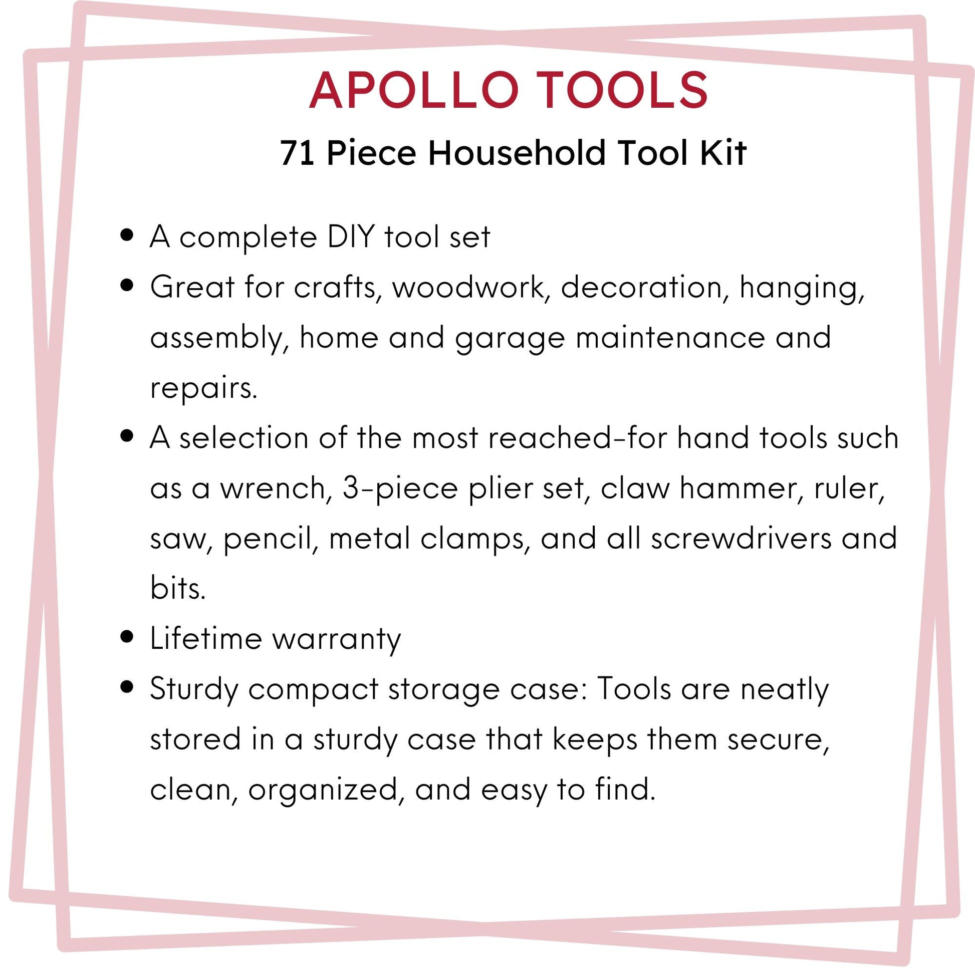 71 Piece Household Tool Kit - DT0204 by Apollo Tools