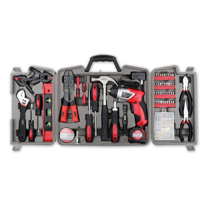 161 Piece Household Tool Kit with Convenient 3.6 Volt Lithium Ion Cordless Screwdriver - DT0739 by Apollo Tools