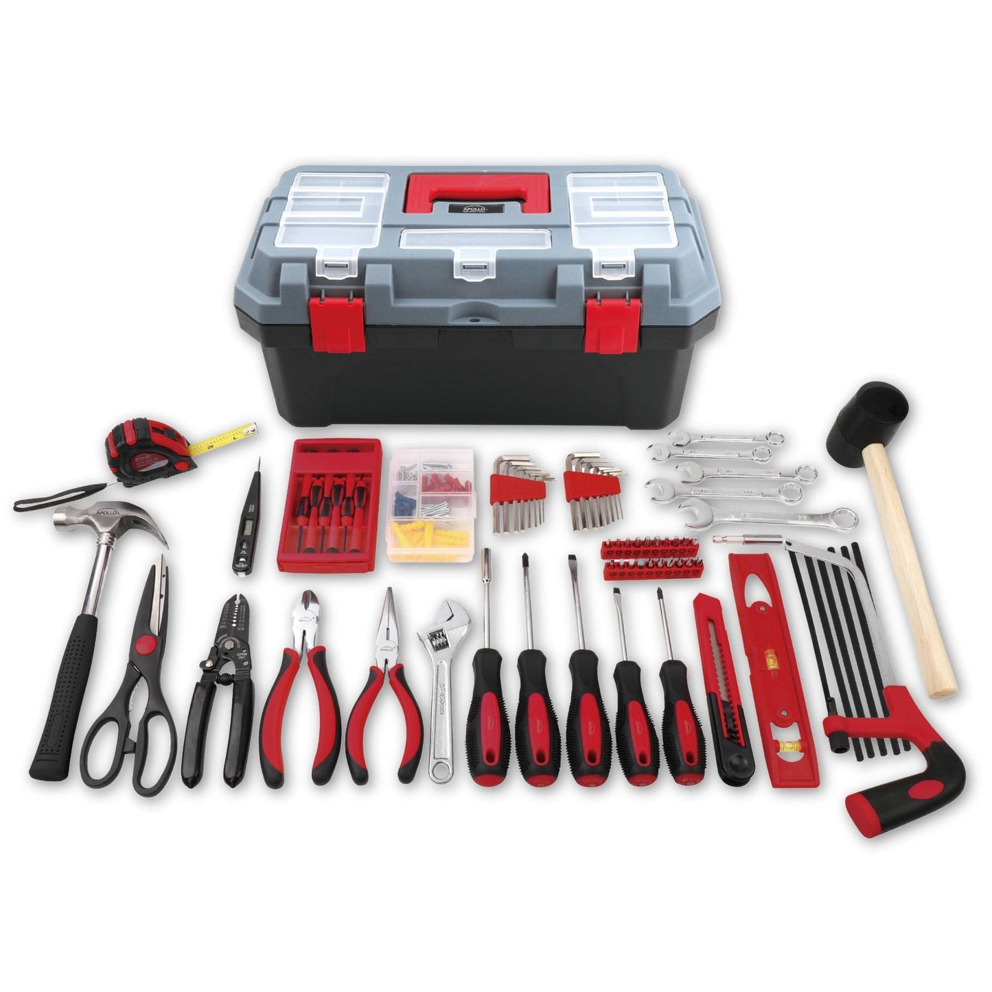 Red 170 Piece Household Tool Kit with New and Improved Tool Box - DT7103 by Apollo Tools