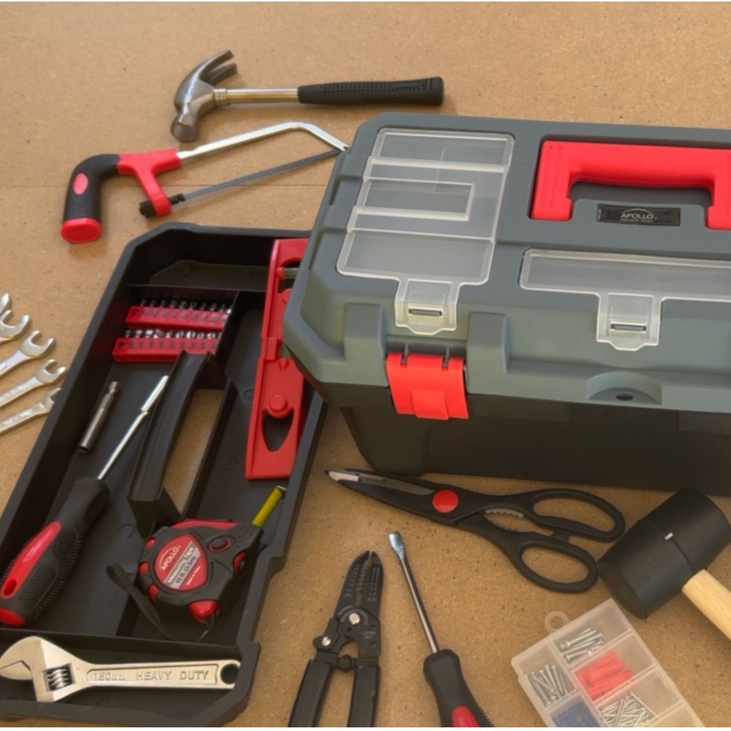 Red 170 Piece Household Tool Kit with New and Improved Tool Box - DT7103 by Apollo Tools