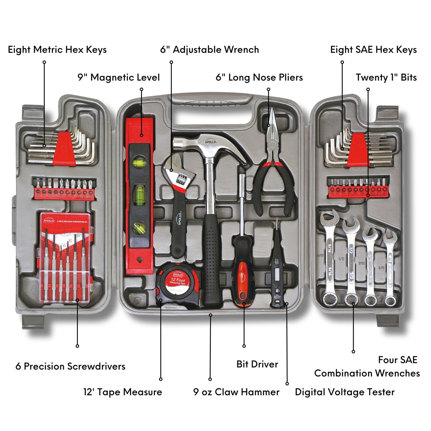 53 Piece Household Tool Kit - DT9408 by Apollo Tools