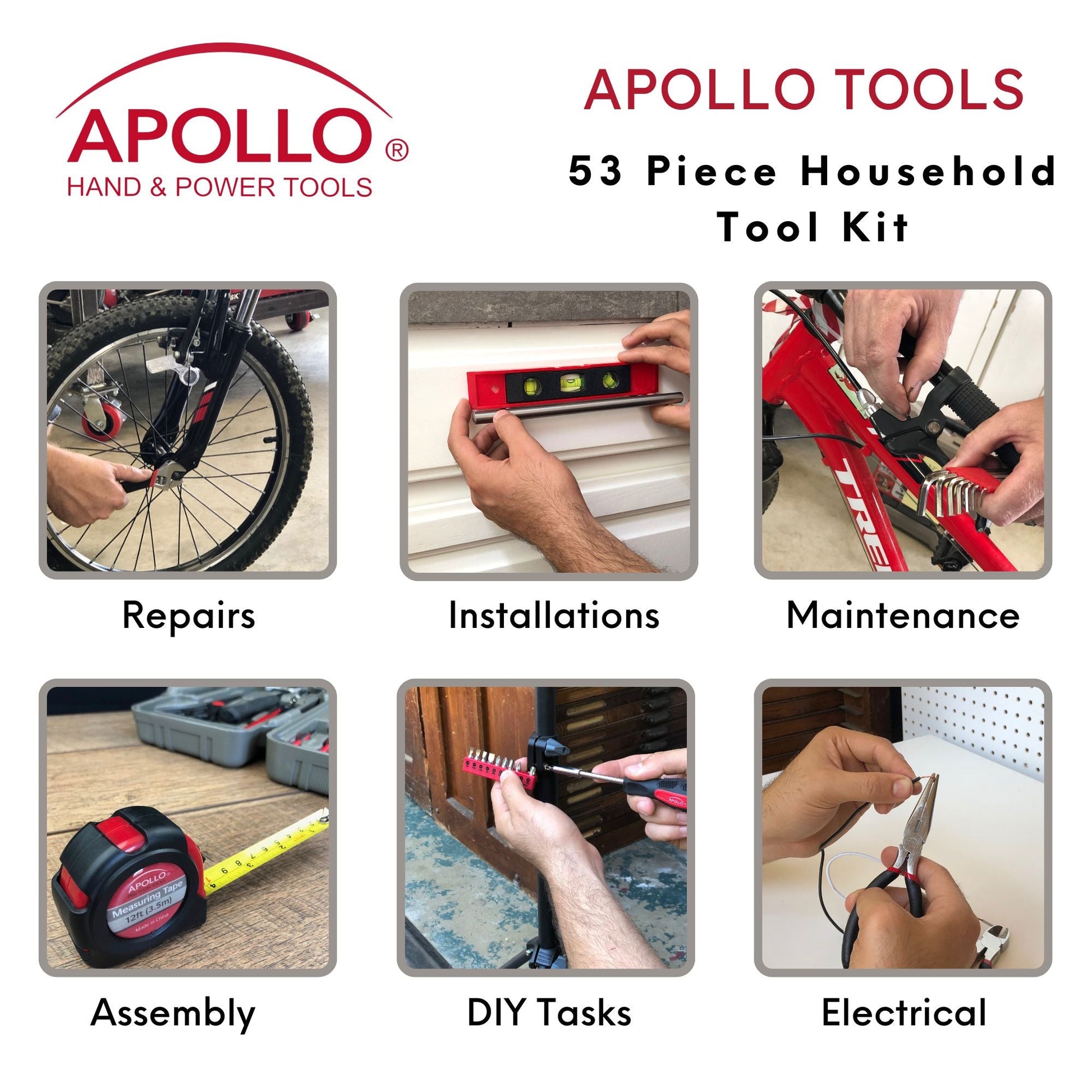53 Piece Household Tool Kit - DT9408 by Apollo Tools