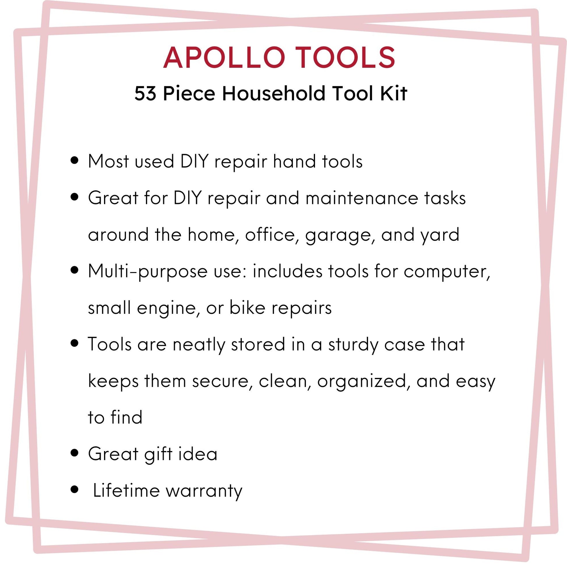53 Piece Household Tool Kit - DT9408 by Apollo Tools