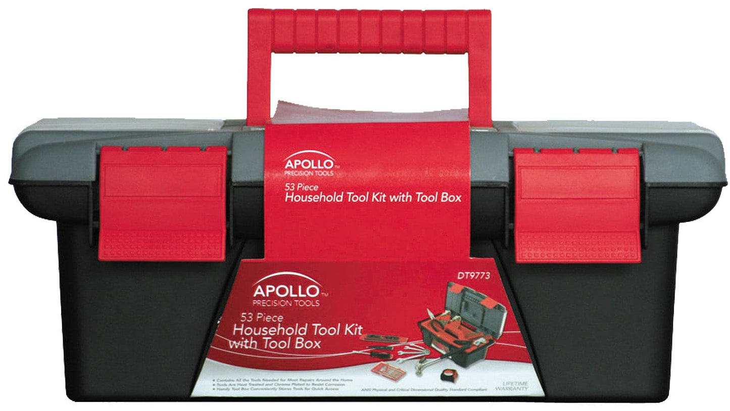 53 Piece Household Tool Kit with Tool Box - DT9773 by Apollo Tools