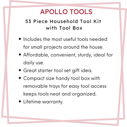 53 Piece Household Tool Kit with Tool Box - DT9773 by Apollo Tools