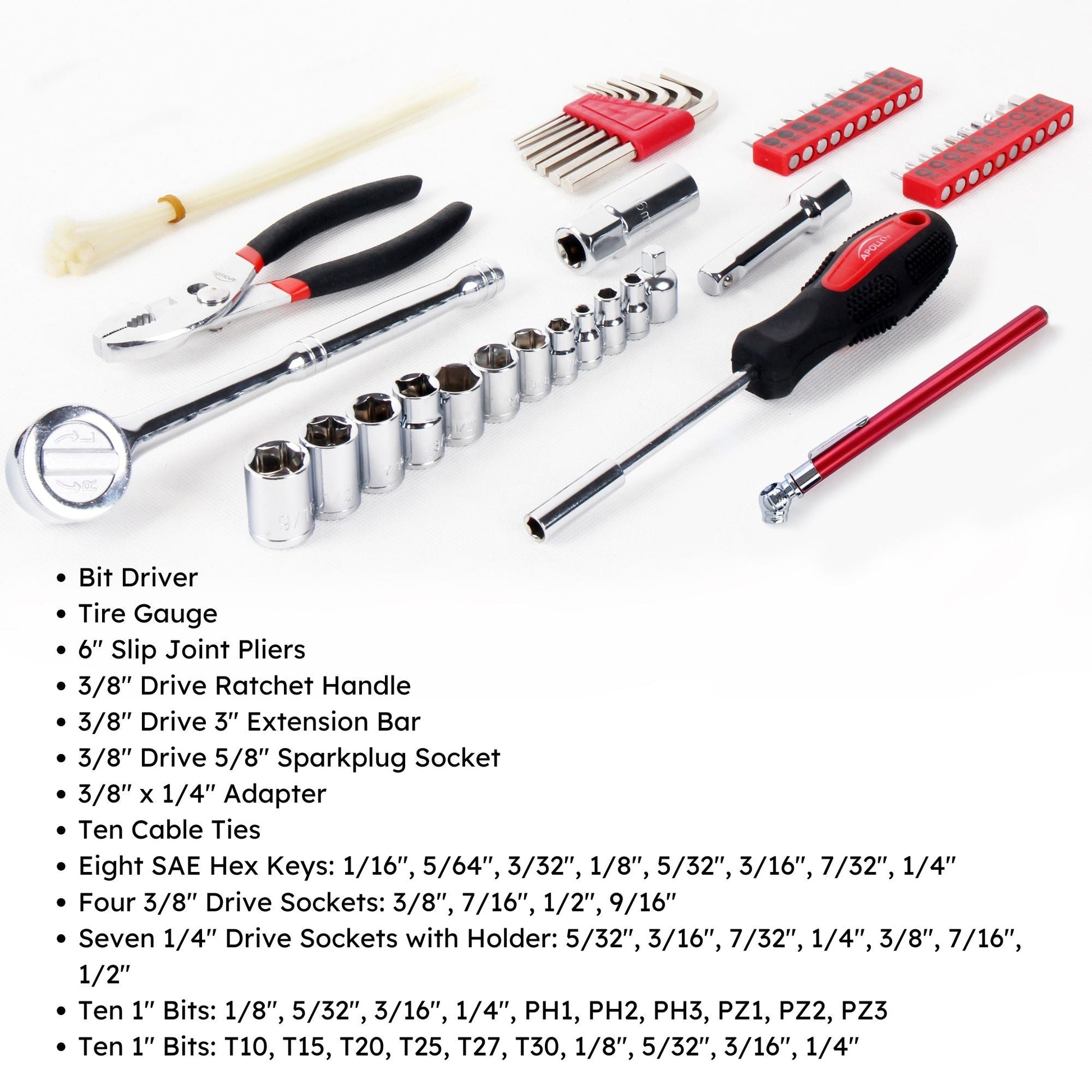 56 Piece SAE Auto Tool Set In Zipper Case - DT9774 by Apollo Tools