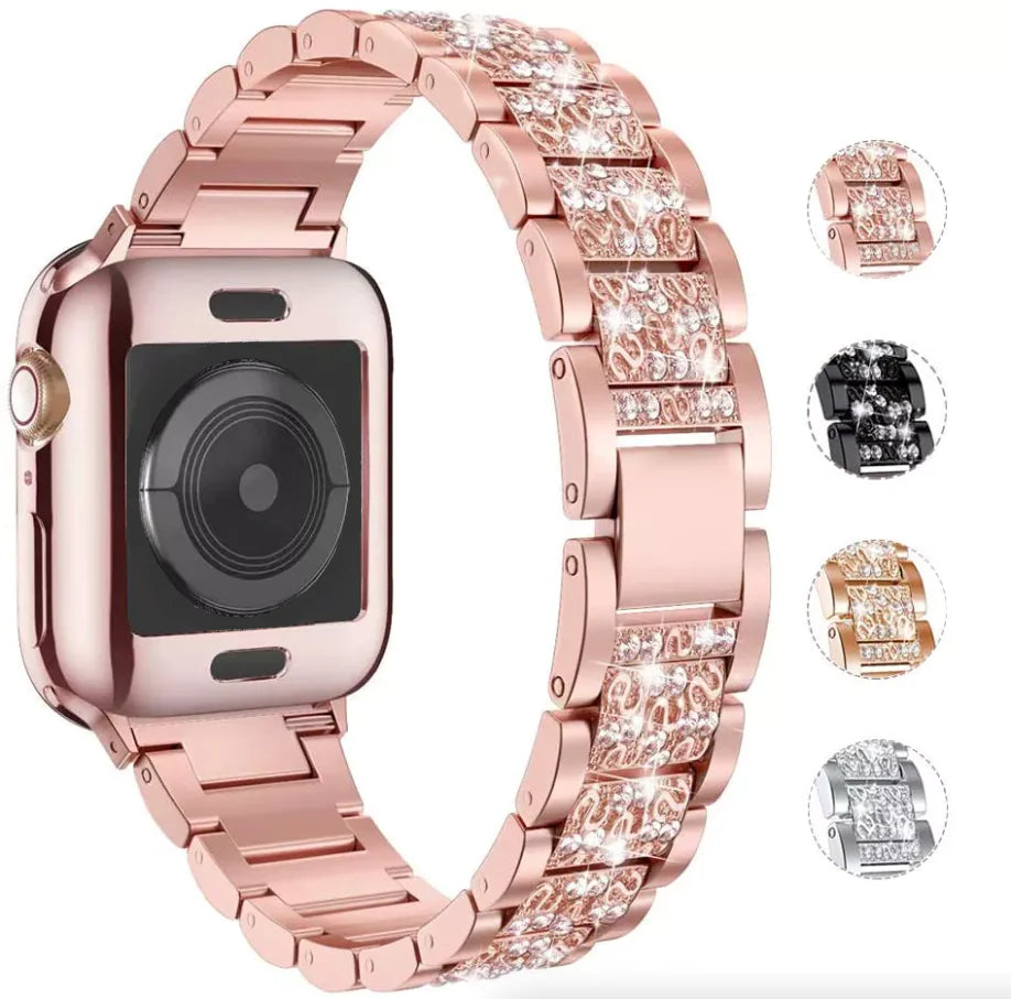 Crystal Bling Band Case iWatch Strap For Apple Watch Ultra Series 8 7 SE 6 5 4 3 by Anti Spier