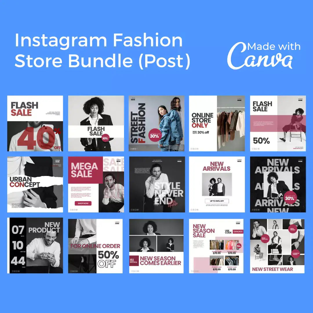 Downloadable Instagram Fashion Store 100 Pages Bundle by Anti Spier