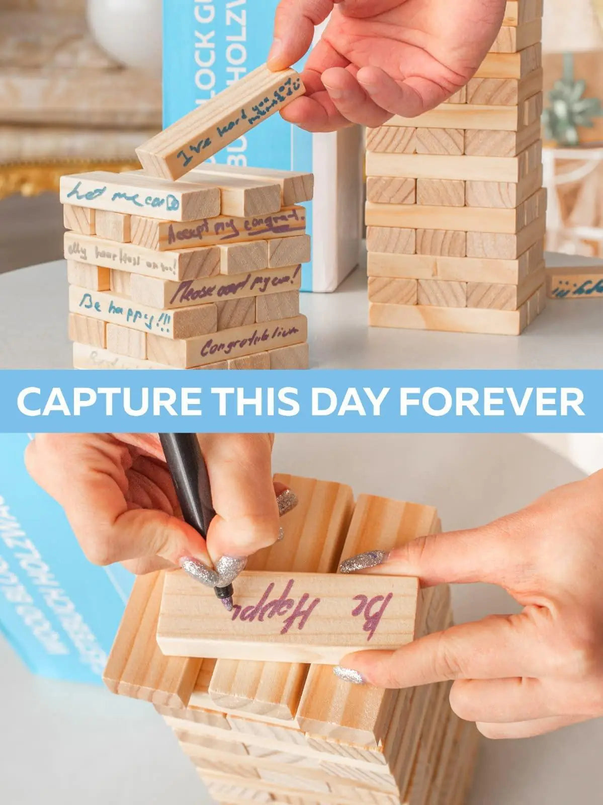 Wedding Guest Book Alternative 75 pcs Wooden Block Guest Book for Sign by Anti Spier