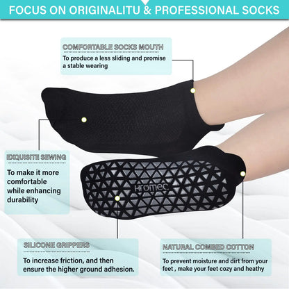 Non Slip Yoga Socks with Grips for Pilates, Ballet, Barre, Barefoot, Hospital Anti Skid Socks for Women and Men Small 6 Pairs-2 Black/2 Dark Gray /2 Gray by Anti Spier