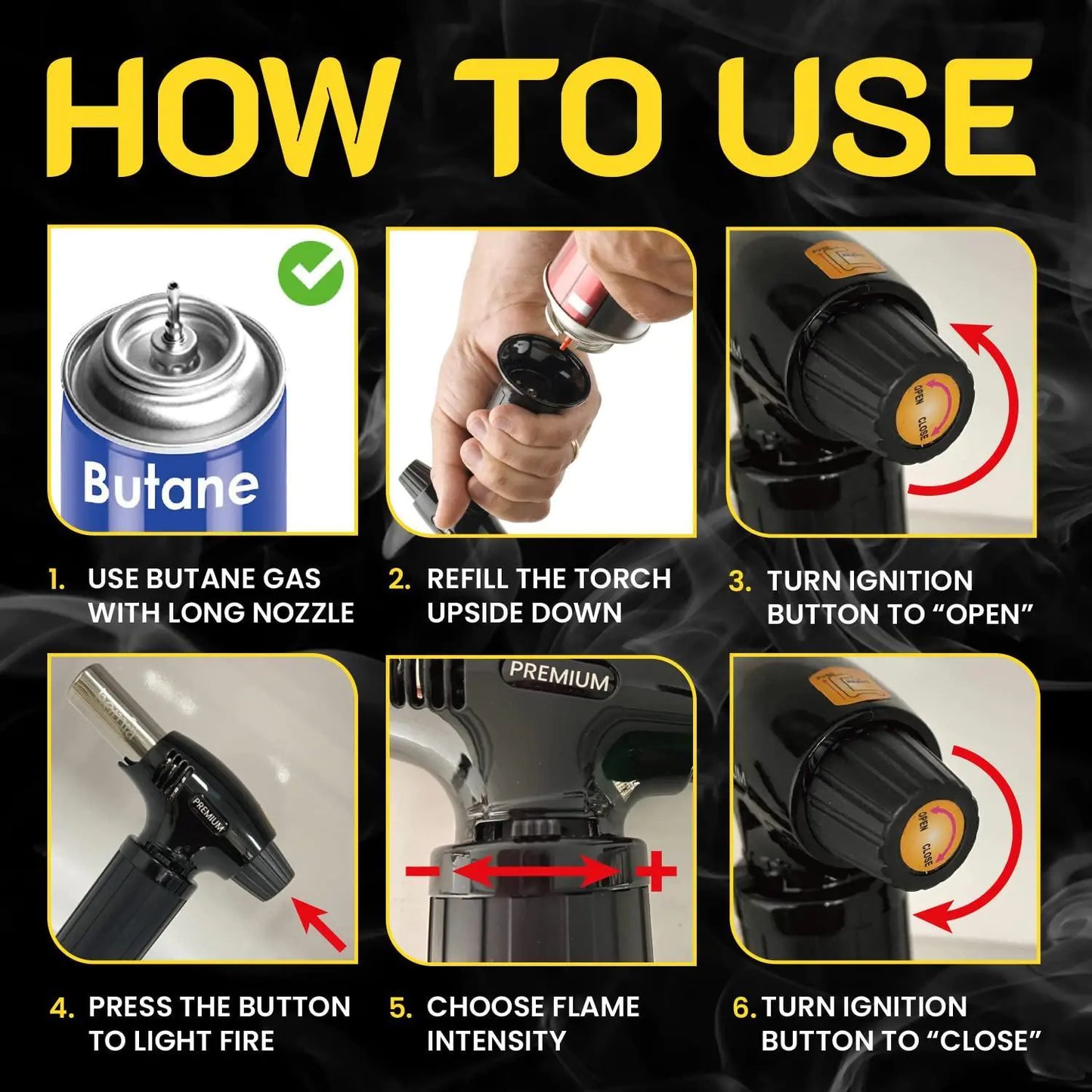 Butane Torch Adjustable Flame for Smoking Guns and Smokers with Wood Chips Bag by Anti Spier