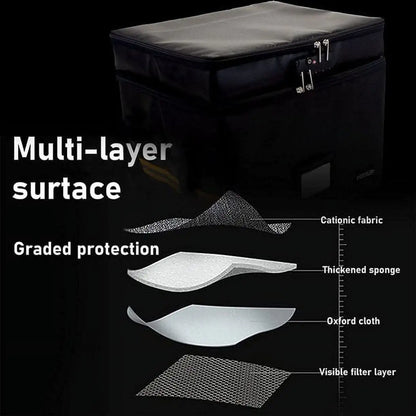 Fireproof Document Organizer with Lock, Upgraded 2 Layer File Box Organizer, Portable Office/Home Collapsible File Storage with Reflective Strip for Hanging Letter/Legal Size Folder/Certificate by Anti Spier