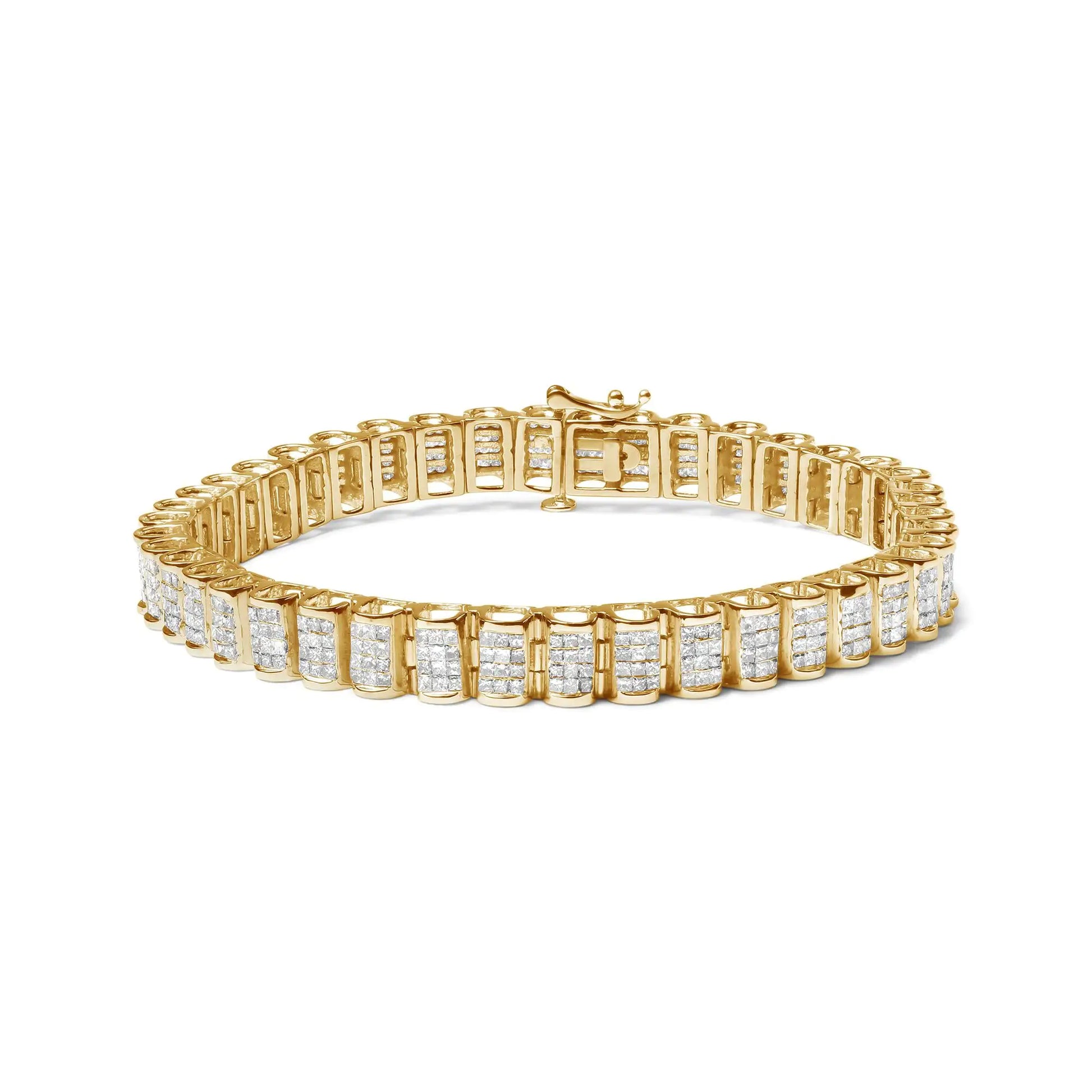 14K Gold 5.00 Cttw Square Princess Cut White Diamond Rectangular Invisible Set Link Tennis Bracelet (H-I Color, SI2-I1 Clarity) - 7.25” Inches by Anti Spier