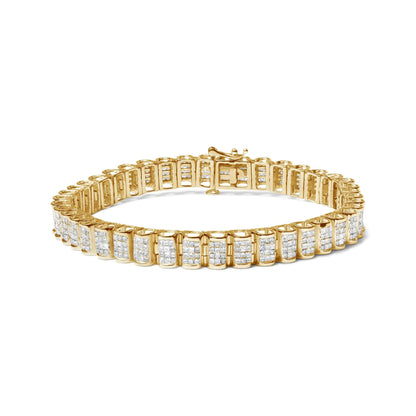 14K Gold 5.00 Cttw Square Princess Cut White Diamond Rectangular Invisible Set Link Tennis Bracelet (H-I Color, SI2-I1 Clarity) - 7.25” Inches by Anti Spier