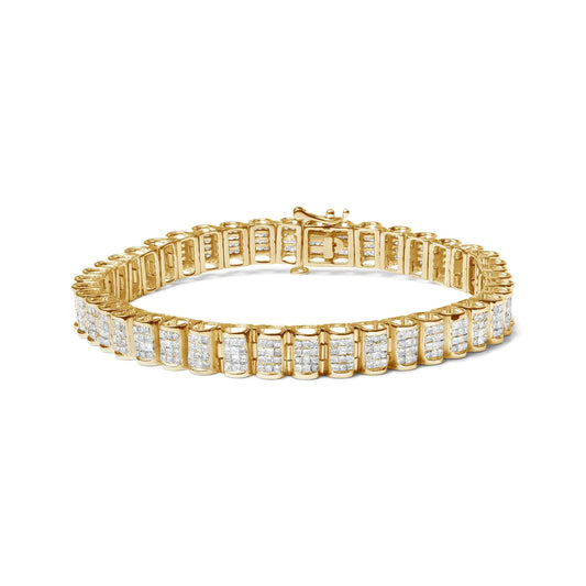14K Gold 5.00 Cttw Square Princess Cut White Diamond Rectangular Invisible Set Link Tennis Bracelet (H-I Color, SI2-I1 Clarity) - 7.25” Inches by Anti Spier