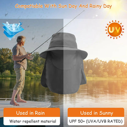 Wide Brim Sun Hat UV Protection Bucket Cap For Hiking Camping Fishing Safari Men by Anti Spier