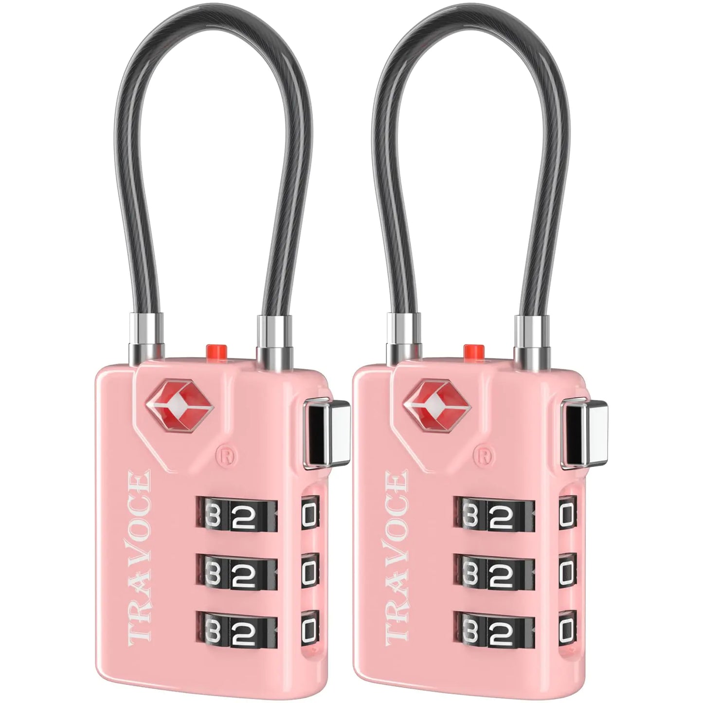 Search Alert TSA Approved Travel Combination Luggage Cable Locks for Suitcase, Gym Locker,Toolbox,Backpack 1,2,4,6 &10 pk Pink 2 Pack by Anti Spier