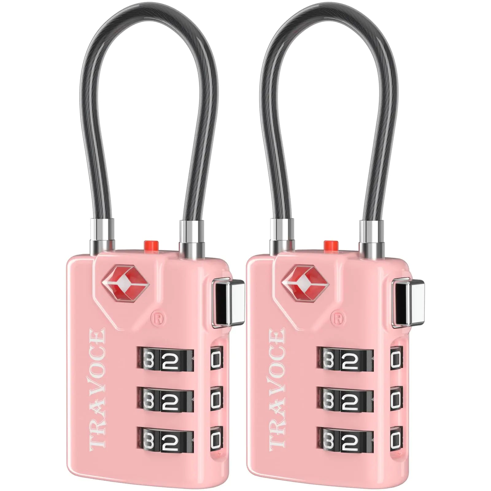 Search Alert TSA Approved Travel Combination Luggage Cable Locks for Suitcase, Gym Locker,Toolbox,Backpack 1,2,4,6 &10 pk Pink 2 Pack by Anti Spier