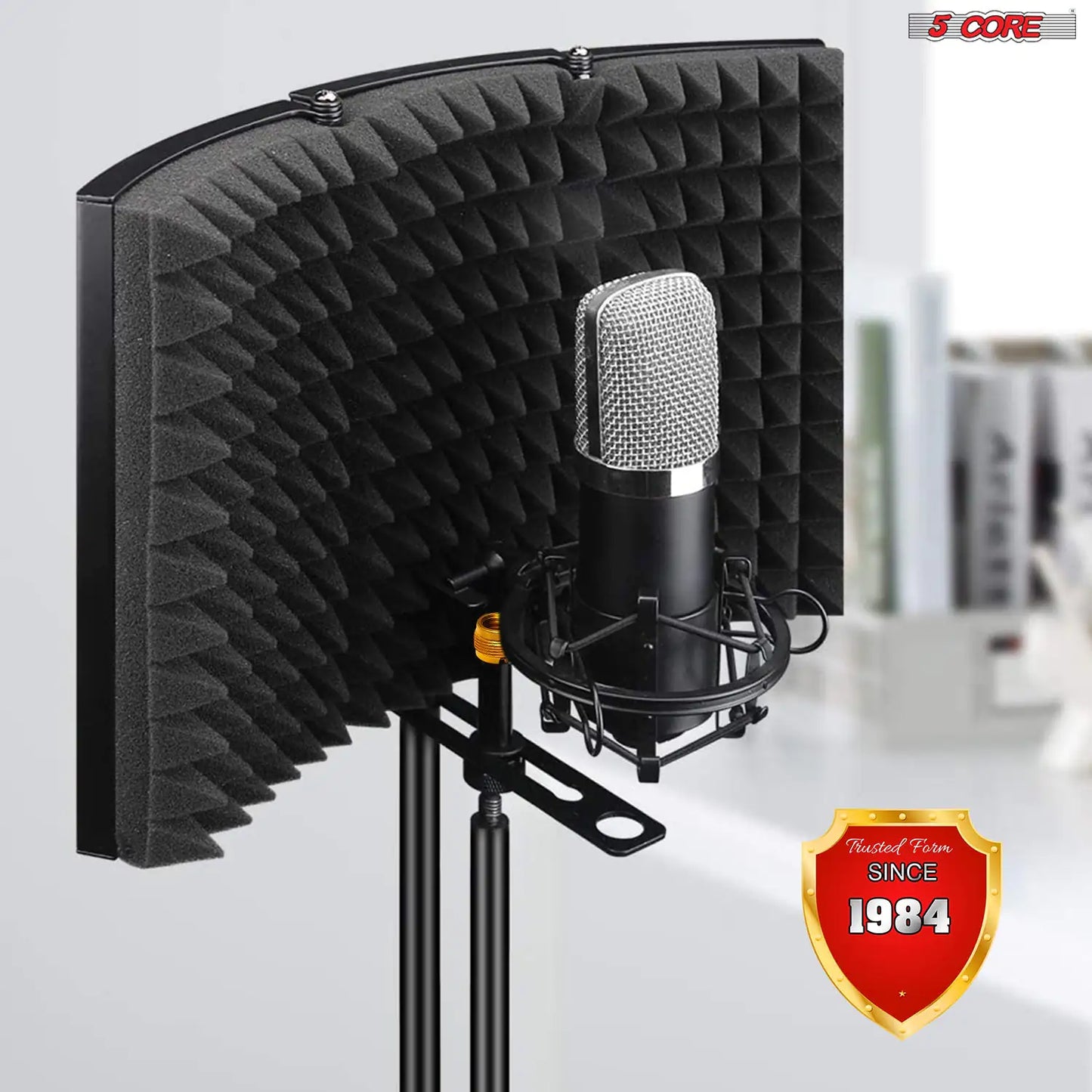 5Core Microphone Isolation Shield Foldable Mic Shield with 3 Sound Insulation Absorbing Foam by Anti Spier