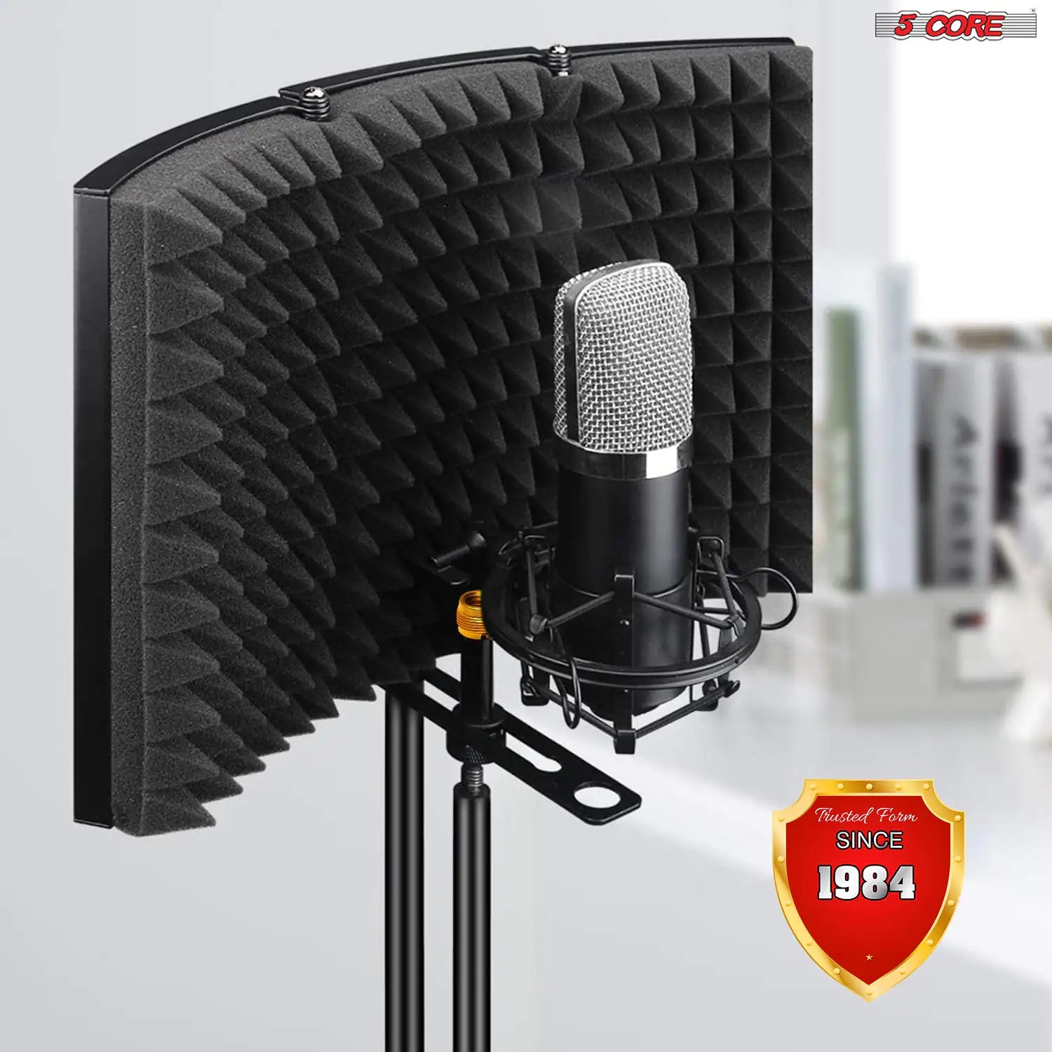 5Core Microphone Isolation Shield Foldable Mic Shield with 3 Sound Insulation Absorbing Foam by Anti Spier