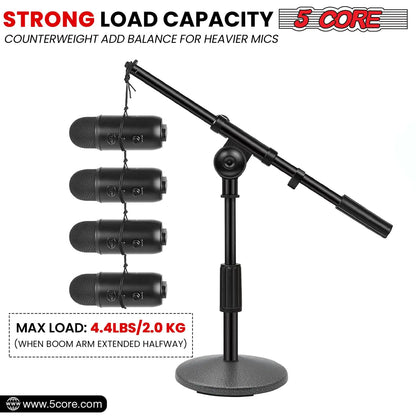 5Core Round Base Desktop Mic Stand Universal Desk Microphone Holder Table Top Stands BLACK by Anti Spier