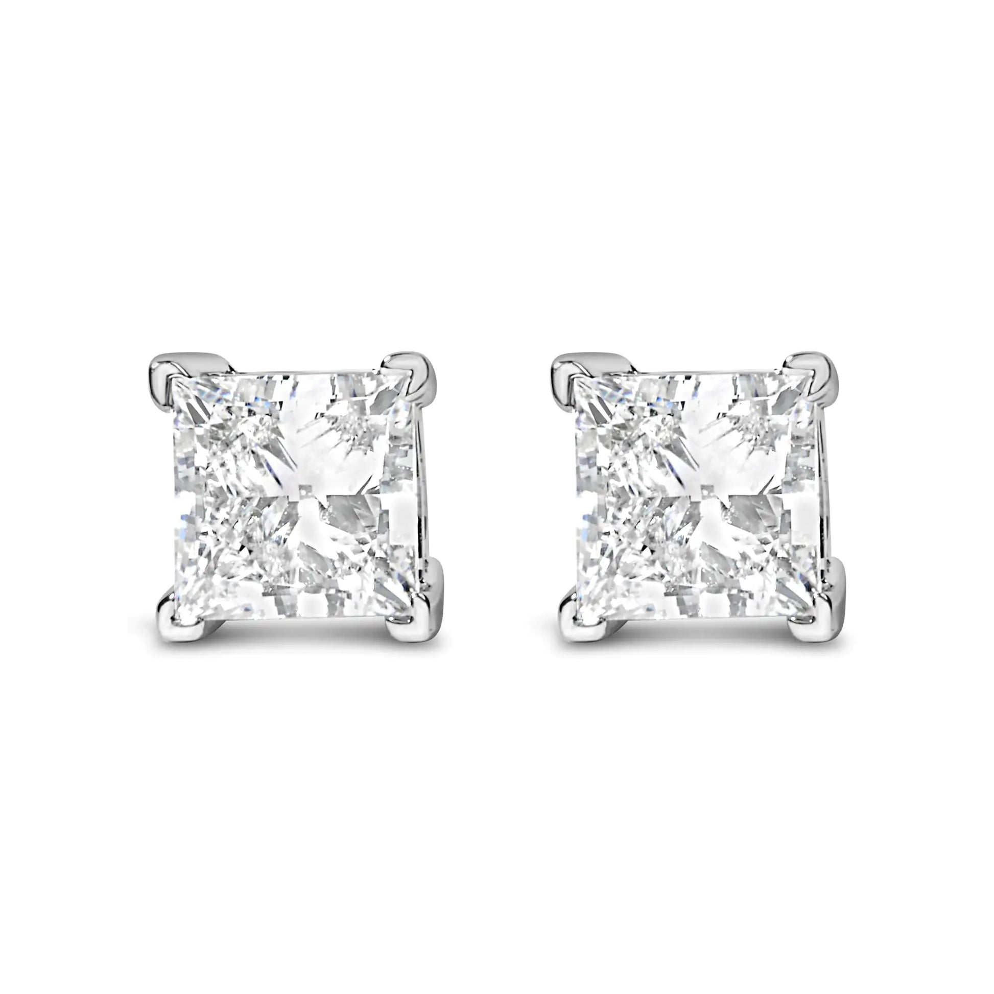 14K White Gold Princess Cut Lab-Grown Diamond Solitaire Stud Earrings (F-G Color, VS2-SI1 Clarity) by Anti Spier