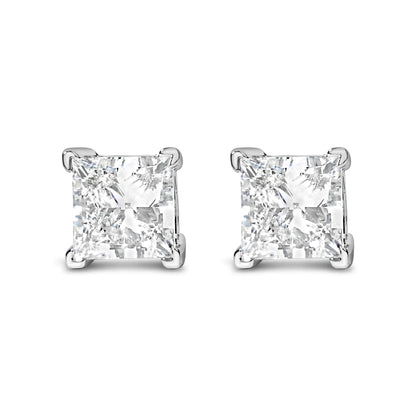 14K White Gold Princess Cut Lab-Grown Diamond Solitaire Stud Earrings (F-G Color, VS2-SI1 Clarity) by Anti Spier