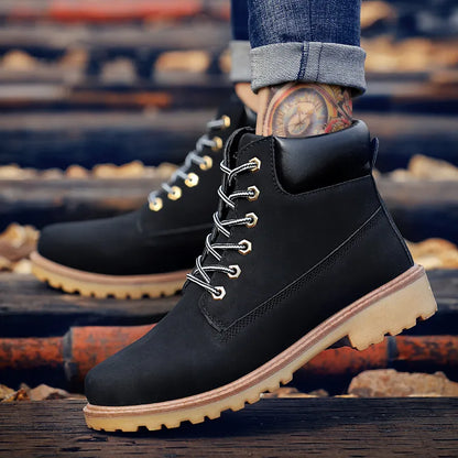 Men's PU Leather High-Top Snow Boots by Anti Spier