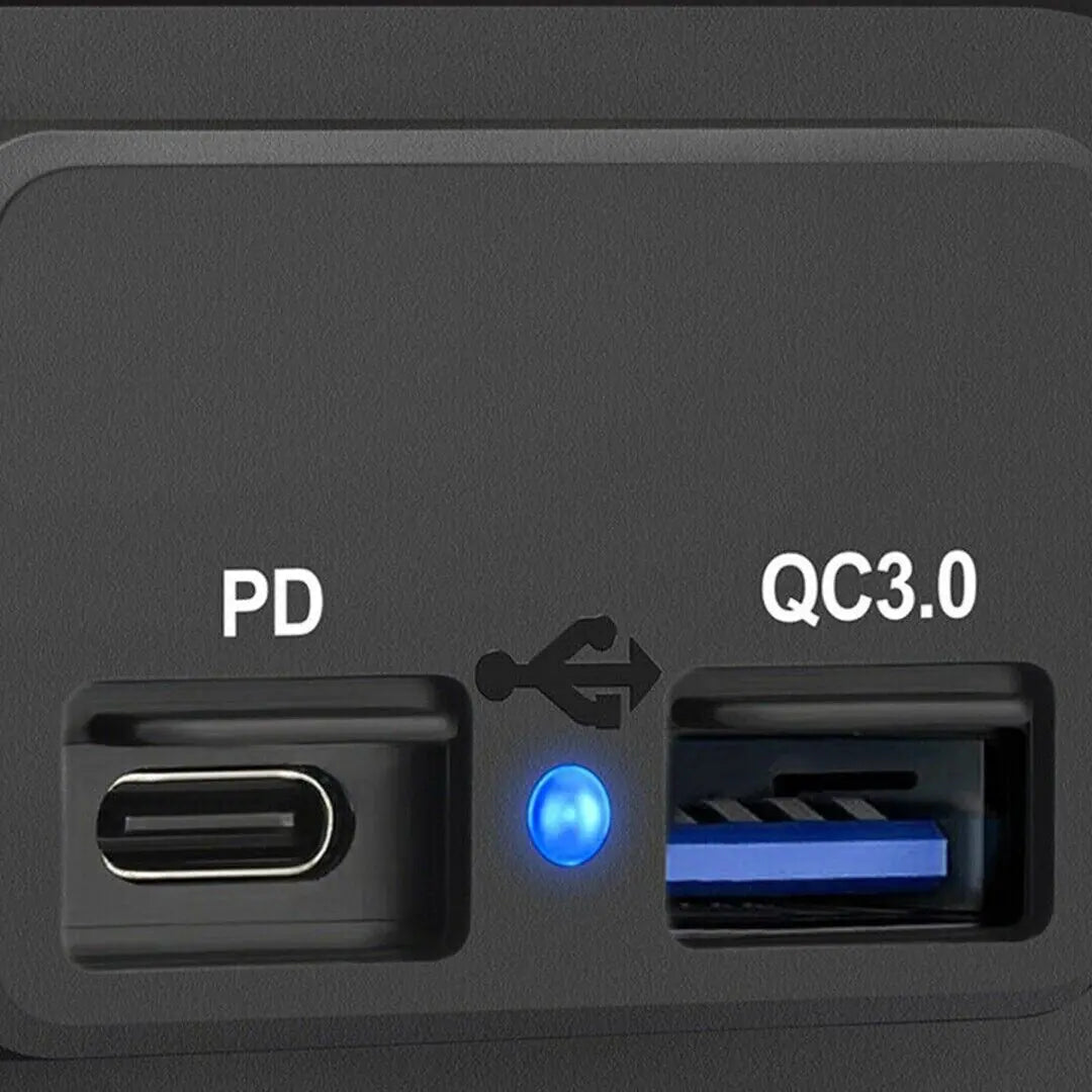 12-24V 4.8A Dual USB PD QC3.0 Car Boat RV Fast Charger Socket LED Power Outlet by Anti Spier