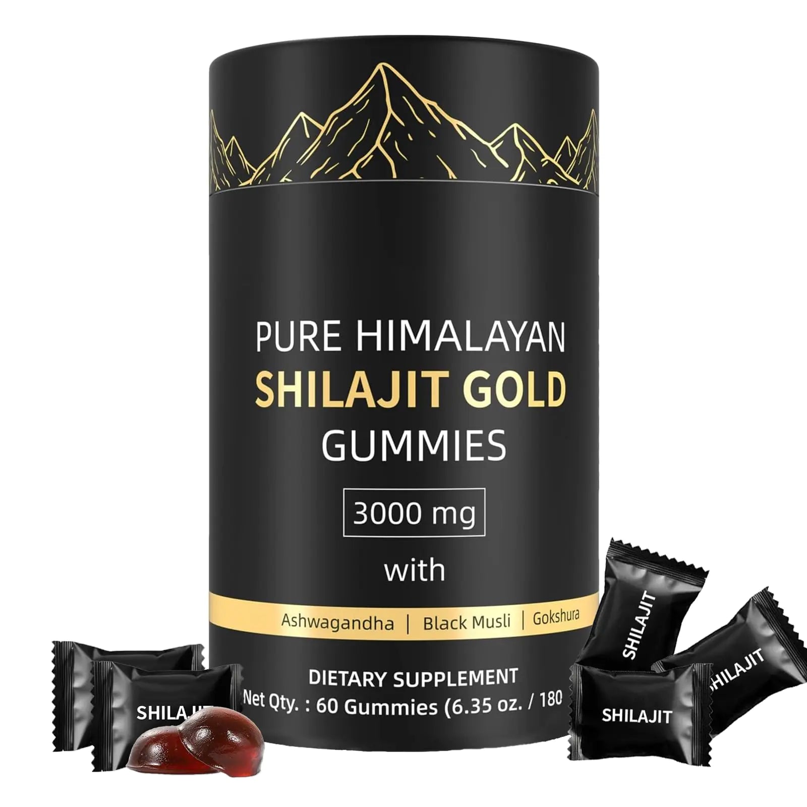 Shilajit Gummies Pure Himalayan Shilajit Gummies Gold No Added Sugar Non-GMO 100% Natural & Organic Ashwagandha Gokshura| Fulvic Acid & 85+ Trace Minerals for Men Women | 60 Gummy by Anti Spier
