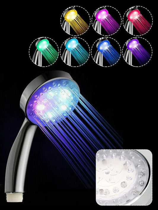 Handheld 7 Color Changing LED Light Water Bath Home Bathroom Shower Head Glow by Anti Spier
