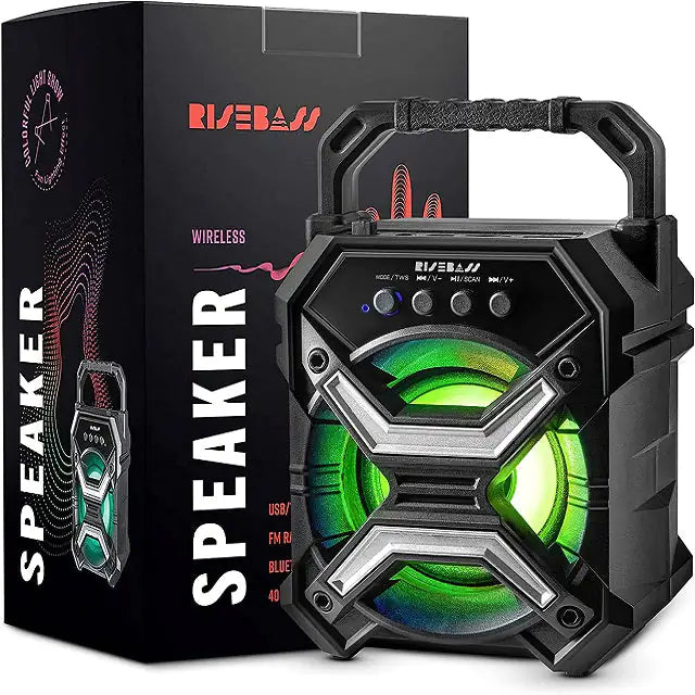 Portable Wireless Bluetooth Speaker with TWS Function - Rechargeable Bluetooth Speaker - LES flashing Lights by Anti Spier