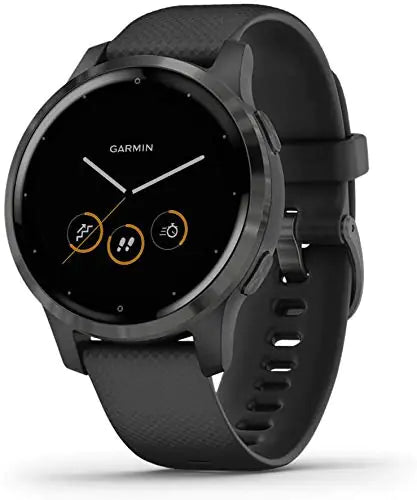 Garmin 010-N2172-11 Vivoactive 4S GPS Smartwatch Slate Stainless Steel Bezel with Black Case and Silicone Band (Renewed) by Anti Spier