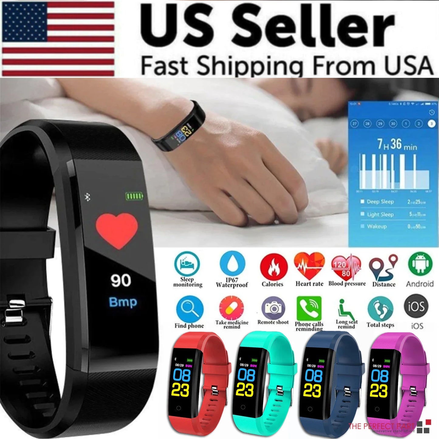 Fitness Smart Watch Activity Tracker Heart Rate For Women Men Oxygen BP Monitor by Anti Spier