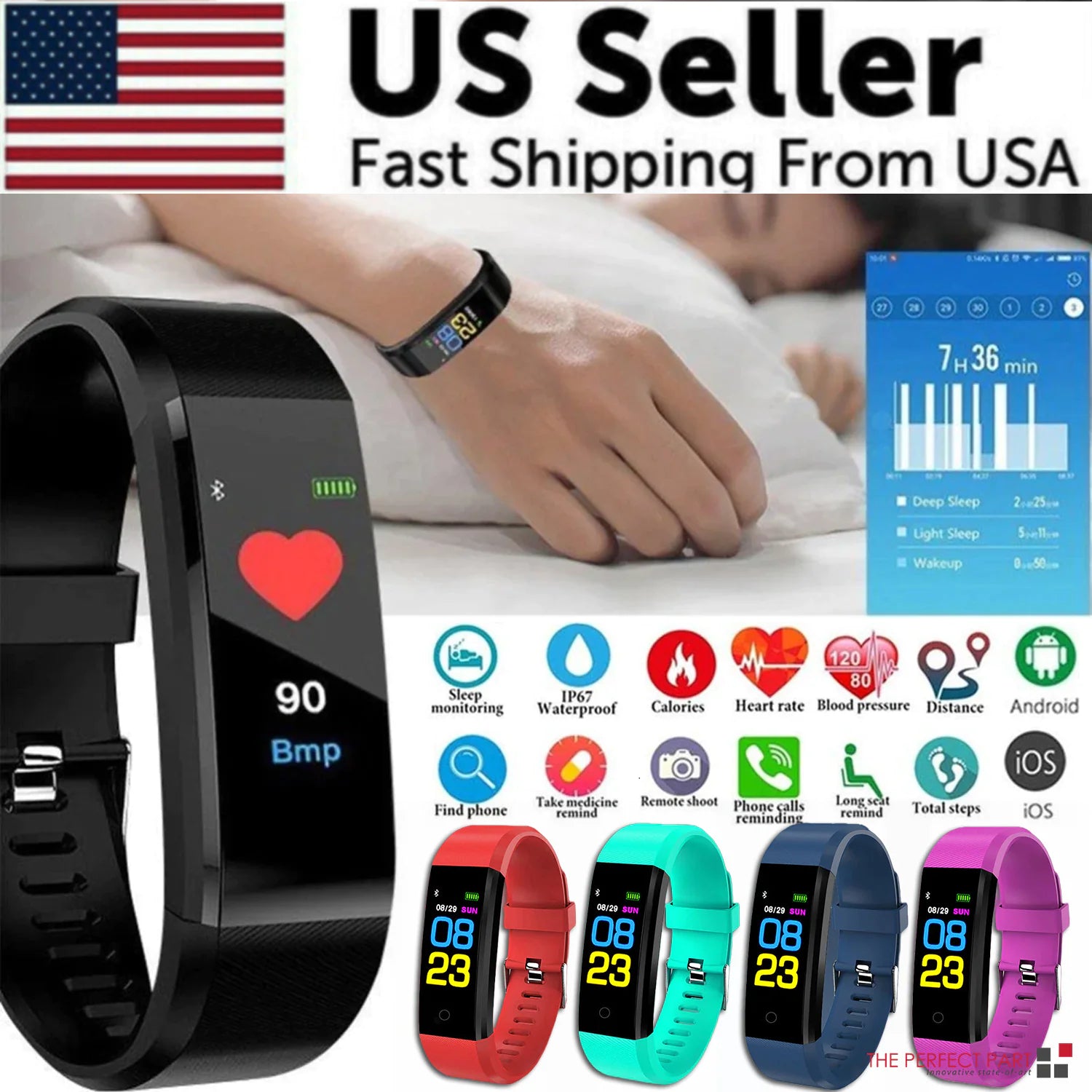 Fitness Smart Watch Activity Tracker Heart Rate For Women Men Oxygen BP Monitor by Anti Spier