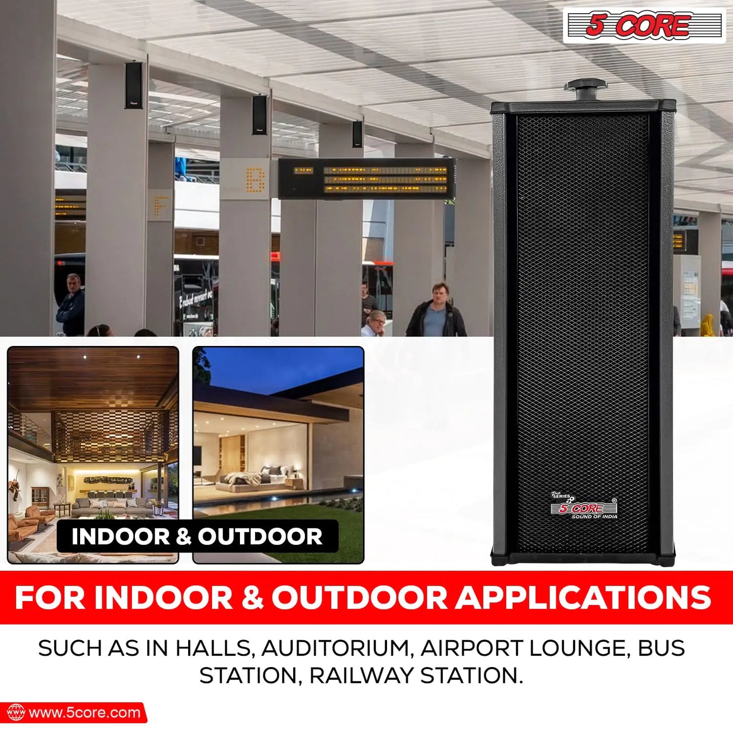 5Core Outdoor Speakers Stereo In Wall 100W Peak Passive Home Audio System by Anti Spier
