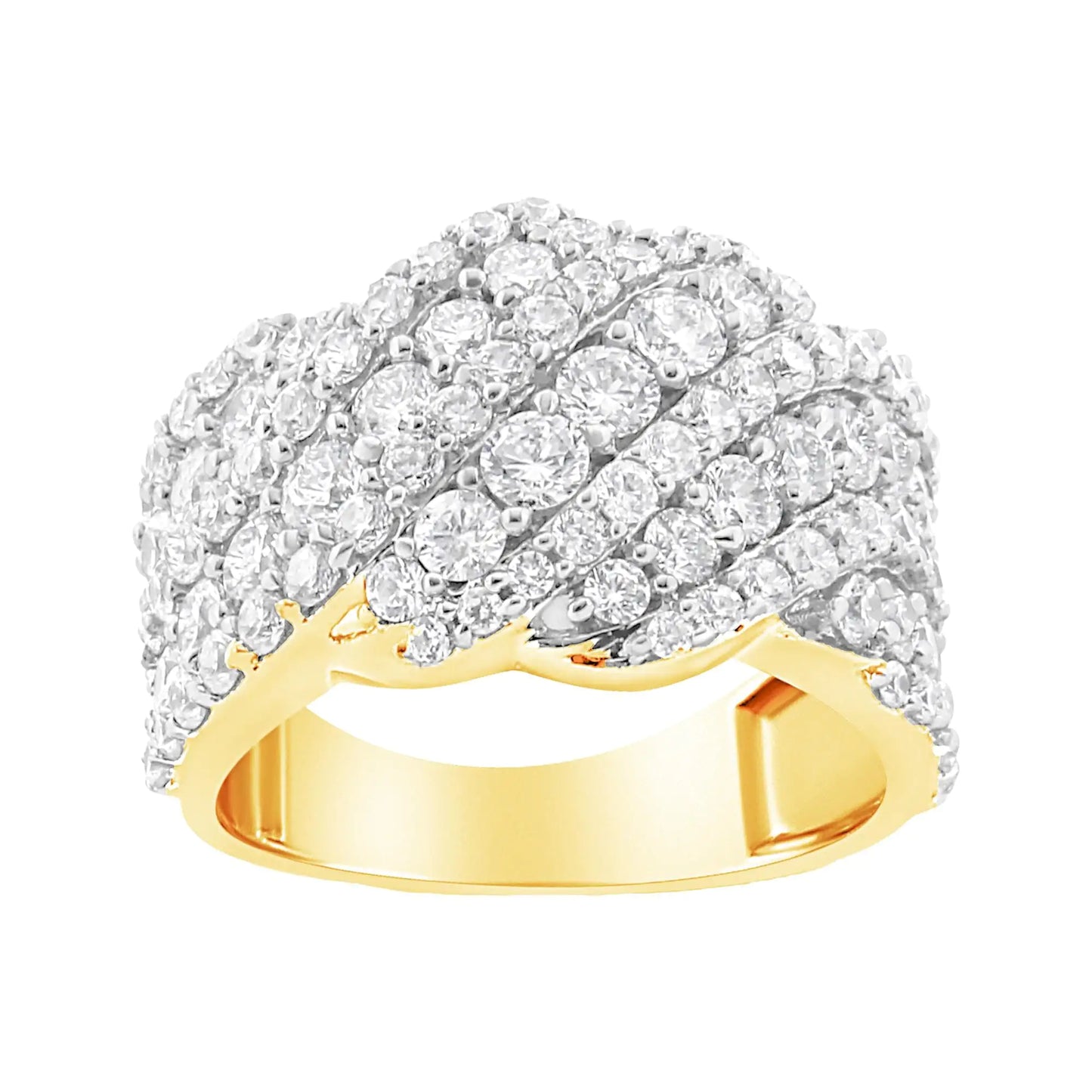 10K Yellow Gold 3.00 Cttw Diamond Multi Row Cluster Band Ring (I-J Color, I3 Clarity) by Anti Spier