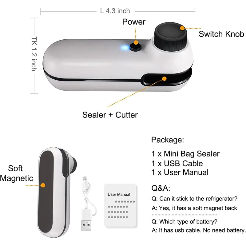 USB Mini Bag Sealer Cutter by Anti Spier
