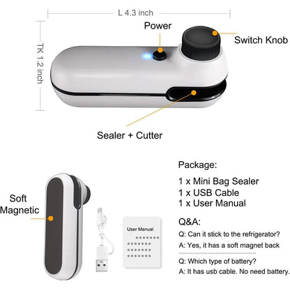 USB Mini Bag Sealer Cutter by Anti Spier