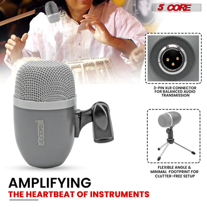 5Core Tabla Microphone Set Uni-Directional XLR Kick Snare Bayan Dayan Instrument Mic by Anti Spier