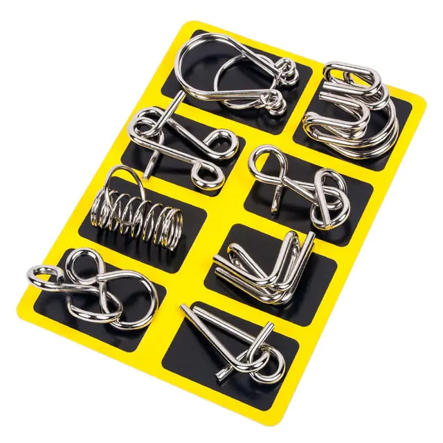 8-Piece Metal Montessori IQ Brain Teaser Puzzle Set for All Ages by Anti Spier