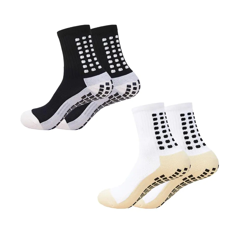 Men's Socks Soccer Non Skid Ball Socks Anti Slip Non Slip Pads for Football Basketball Sports Socks,4 Pair 6-11 1black1white by Anti Spier