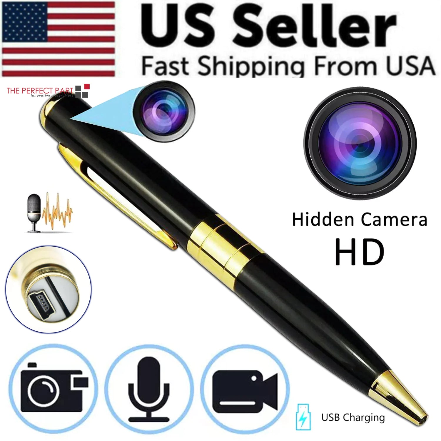 Pen Camera Cam Mini Hidden Pocket Audio Video Recorder DVR Security 1080P HD USA by Anti Spier