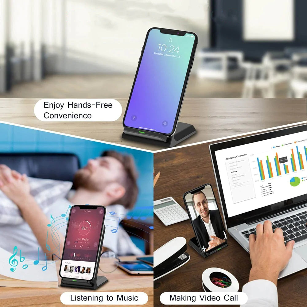 Qi Wireless Fast Charger Charging Pad Stand Dock For Samsung Galaxy iPhone Phone by Anti Spier